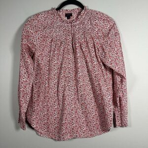 J.Crew Liberty Fabric Size 2‎ White Red Floral Long Sleeve Button Up Blouse
